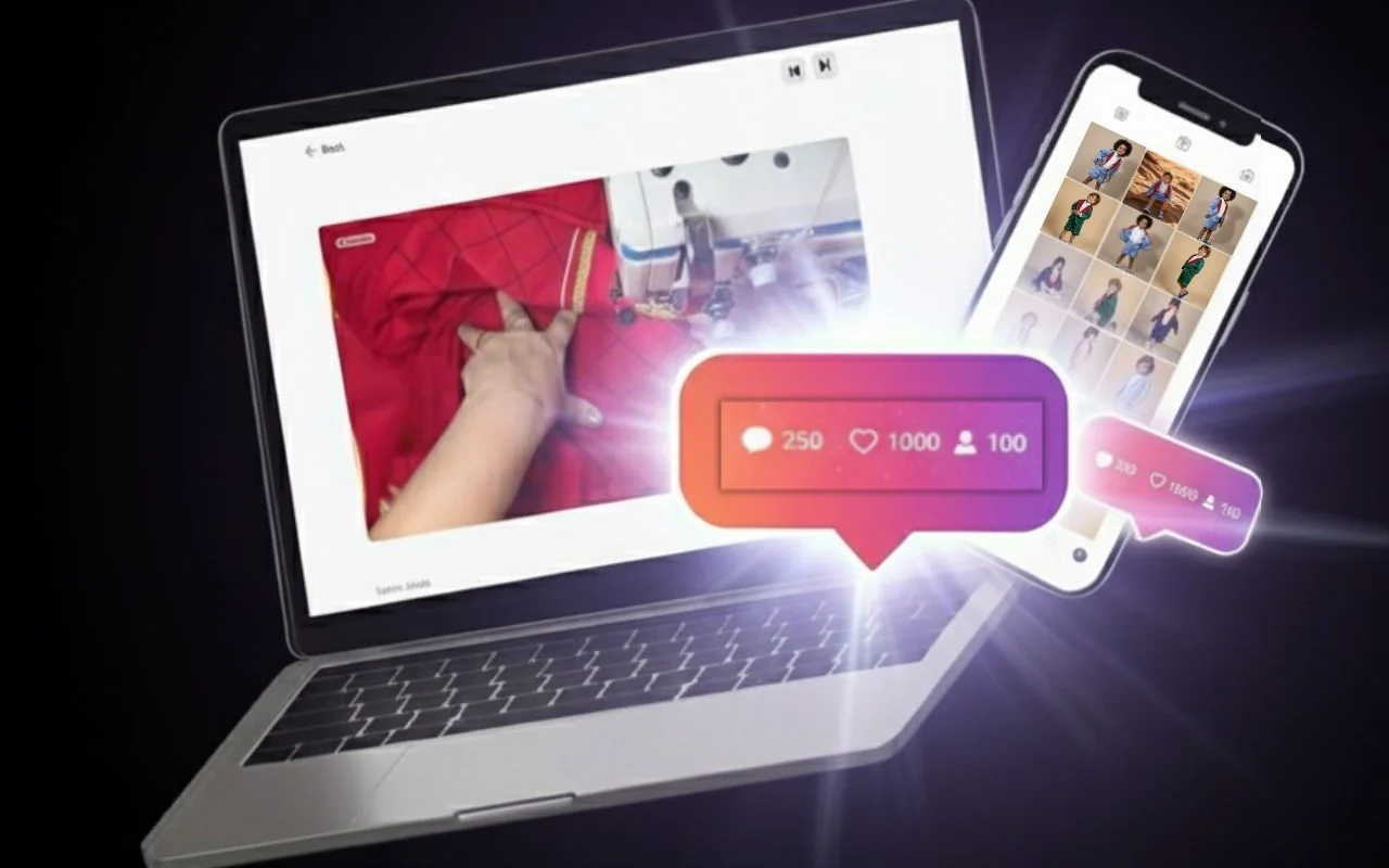 Curso do Príncipe Luxo no notebook e celular com o feed do Instagram